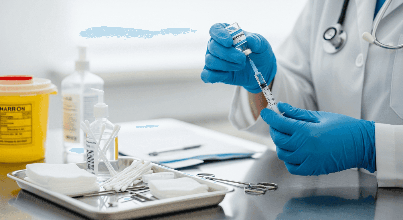 Medical injection being prepared