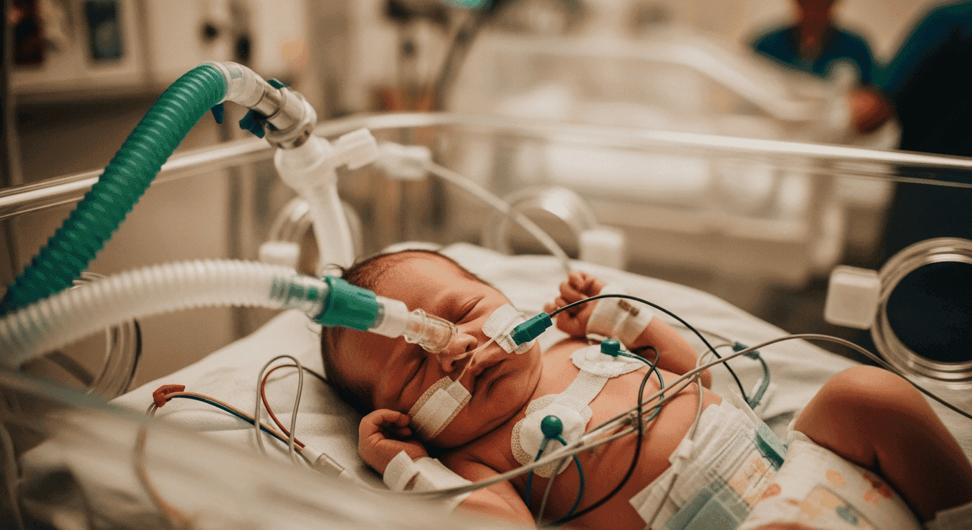 Newborn baby in hospital NICU